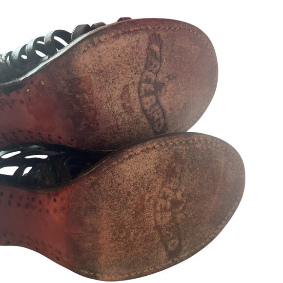 Freebird Bela Black Leather Peep Toe Heeled Sandals Size 7 - Picture 12 of 15